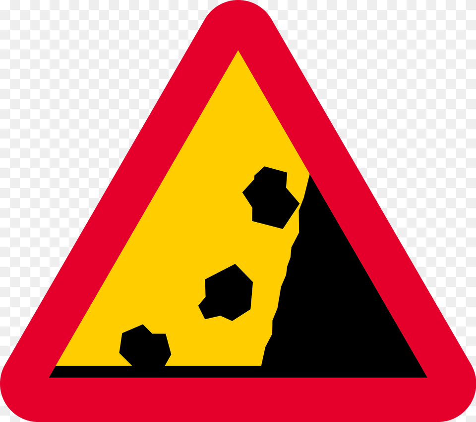 Falling Rocks Or Debris Sign In Sweden Clipart, Symbol, Triangle, Road Sign, Dynamite Free Png Download