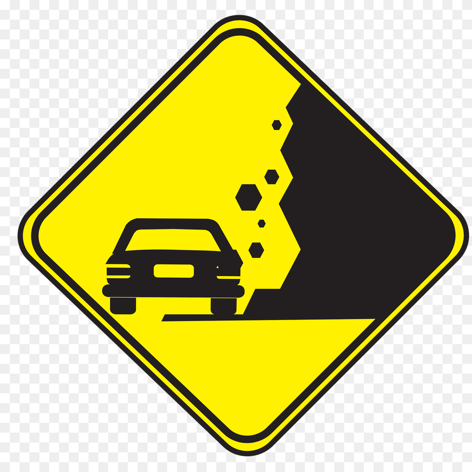 Falling Rocks Or Debris Sign In Uruguay Clipart, Symbol, Road Sign, Vehicle, Transportation Free Png