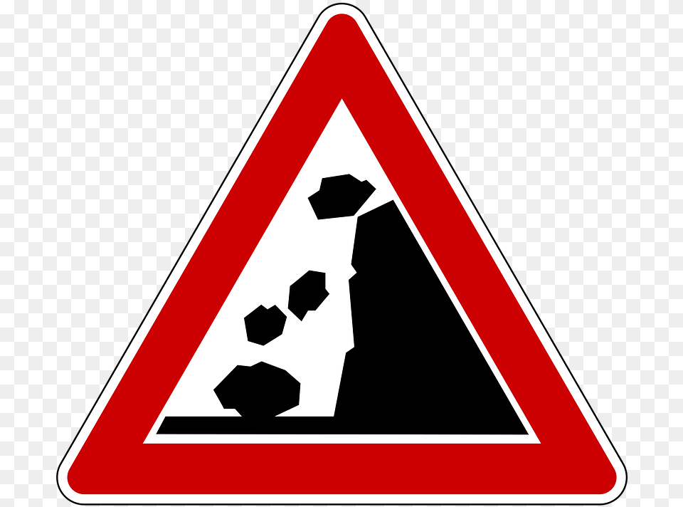 Falling Rocks Warning Road Sign Haben Sie Bei Dieser Verkehrszeichenkombination Zu, Symbol, Triangle, Road Sign Png