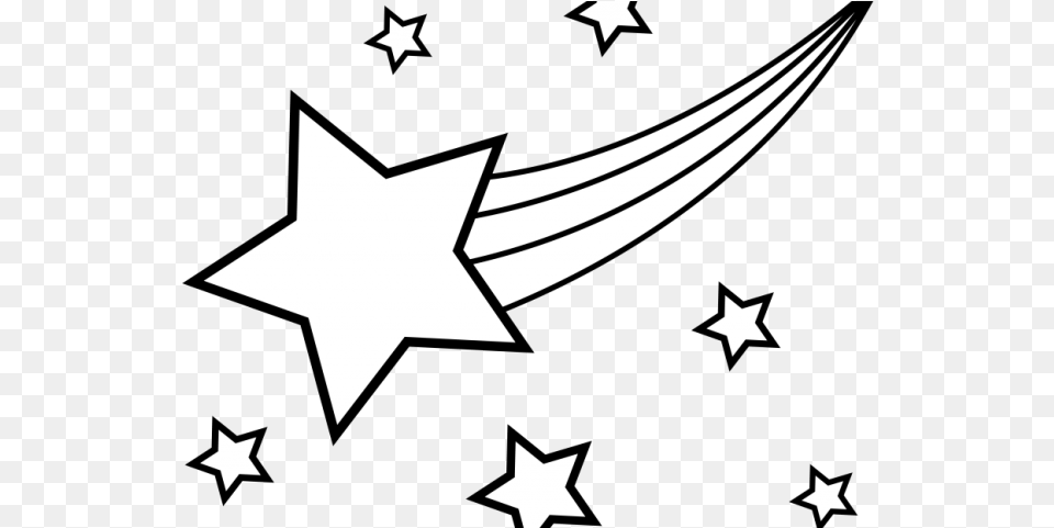 Falling Stars Clipart Colorful Shooting Star Black And White, Star Symbol, Symbol, Blade, Dagger Free Png