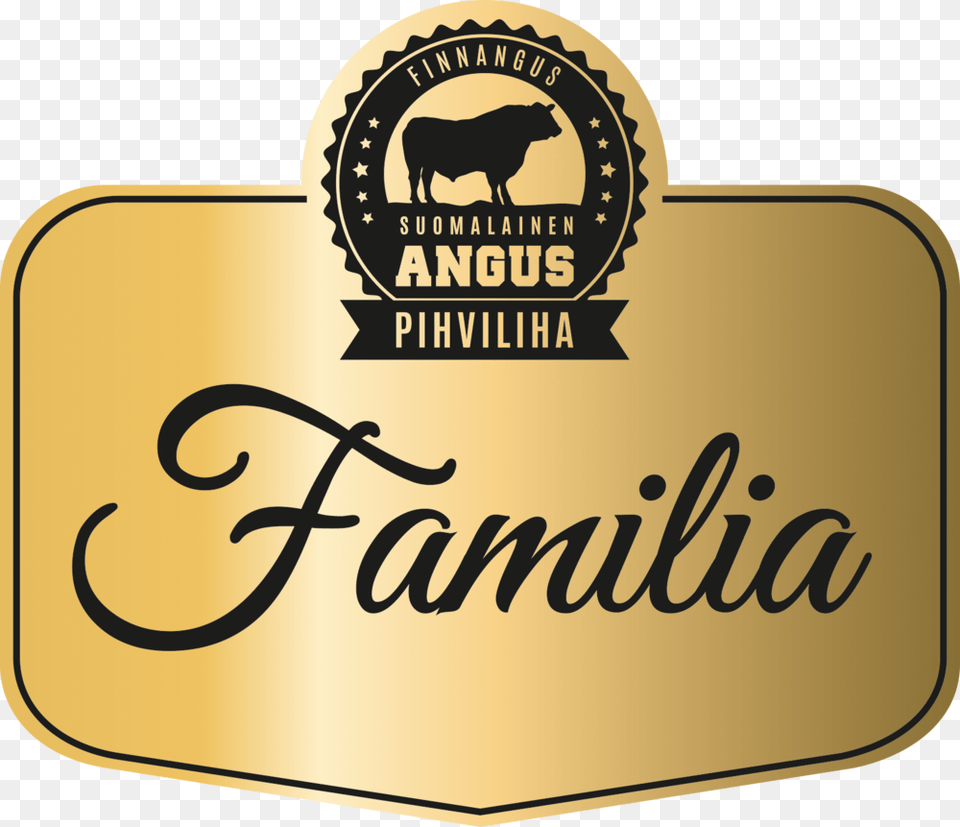Familia Finn Angus Logo Words In Cursive Family, Text, Animal, Cattle, Cow Png Image