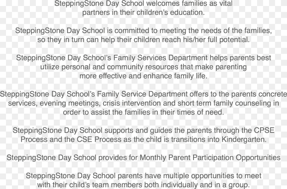 Families As Partners Steppingstone Day School Welcomes Child, Text, City Png Image