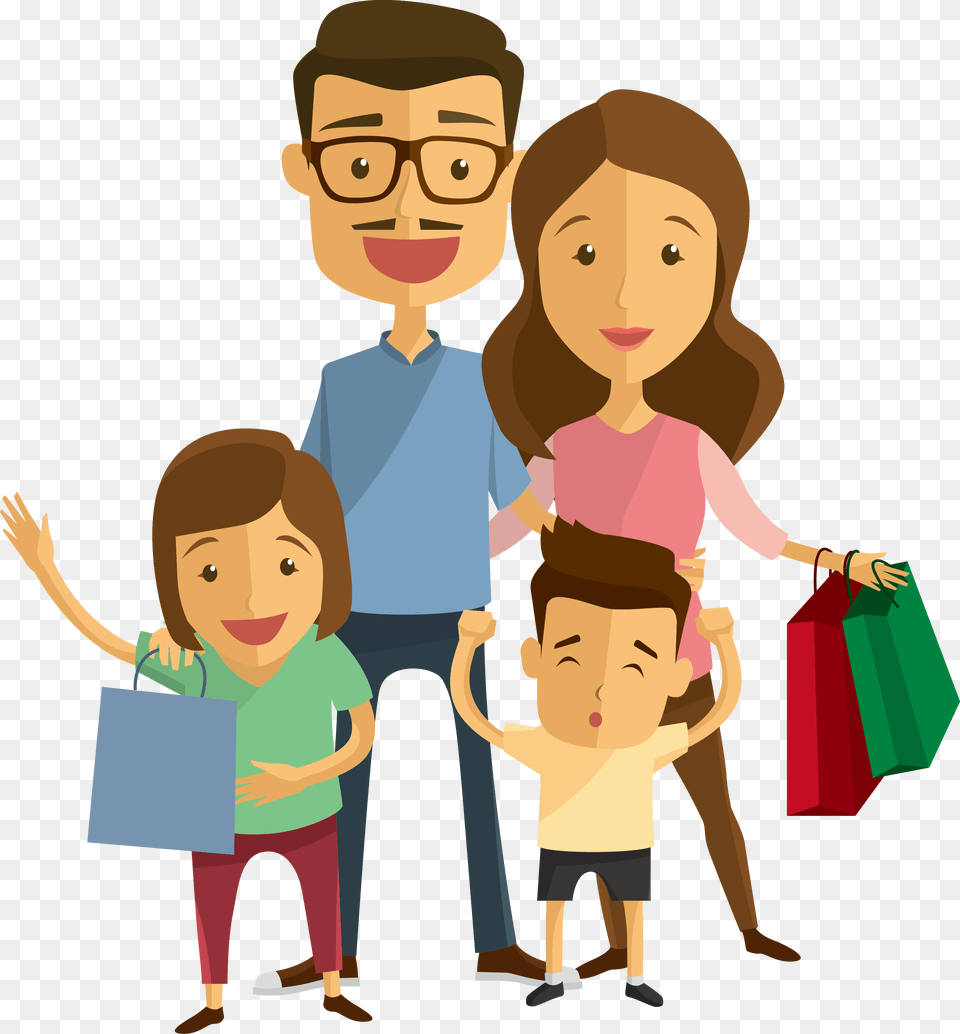 Family Animation Clip Art Family Animated Transparent Background, Person, Shopping, People, Baby Free Png