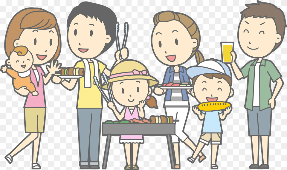 Family Barbecue Clipart, Book, Comics, Publication, Baby Png