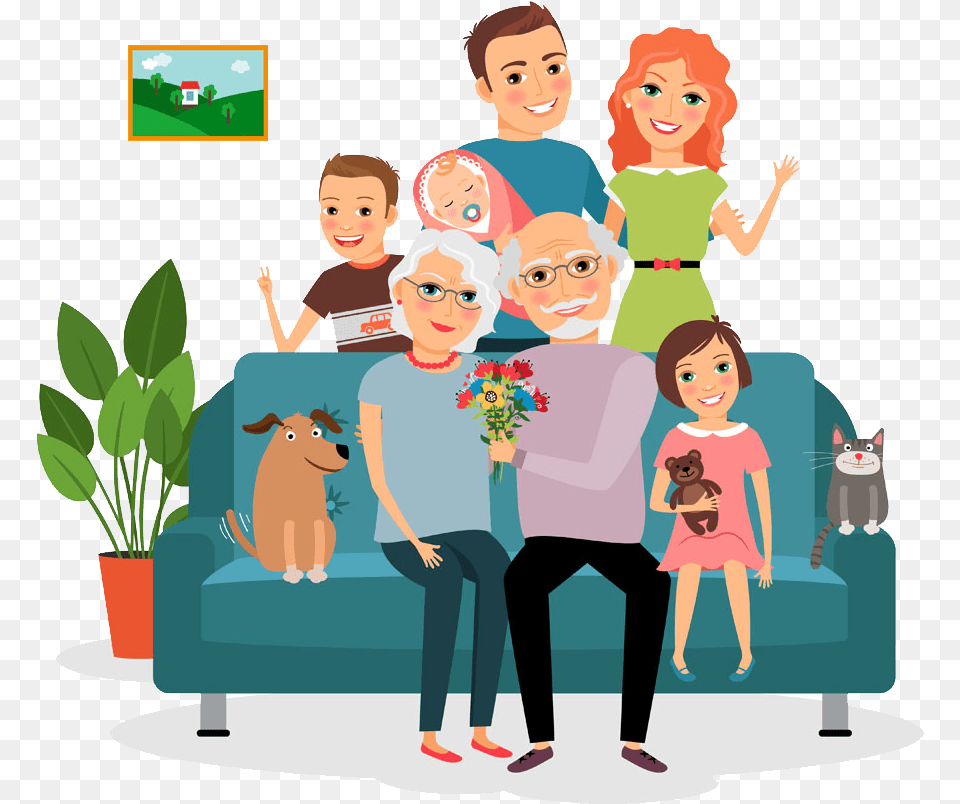 Family Couch Father Illustration Happy Family Togetherness Family Clipart, Art, Person, People, Collage Free Transparent Png