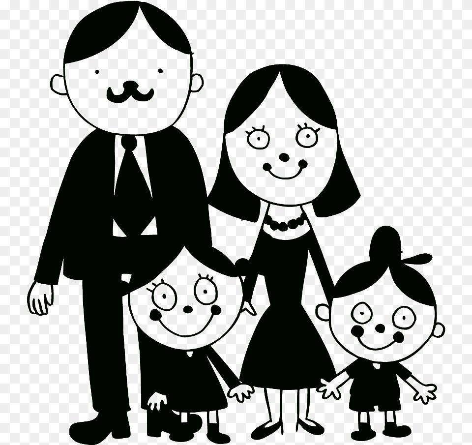 Family Drawing Illustration Familia Blanco Y Negro Dibujo, Elf, Person, Doll, Toy Free Transparent Png