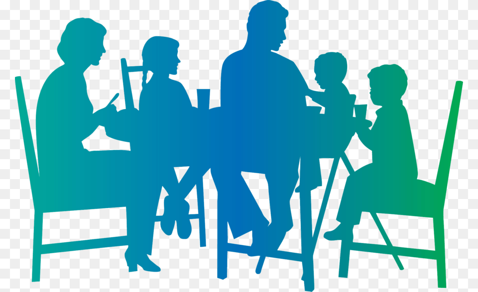 Family Eating Dinner Together Clipart, People, Person, Indoors, Room Png Image