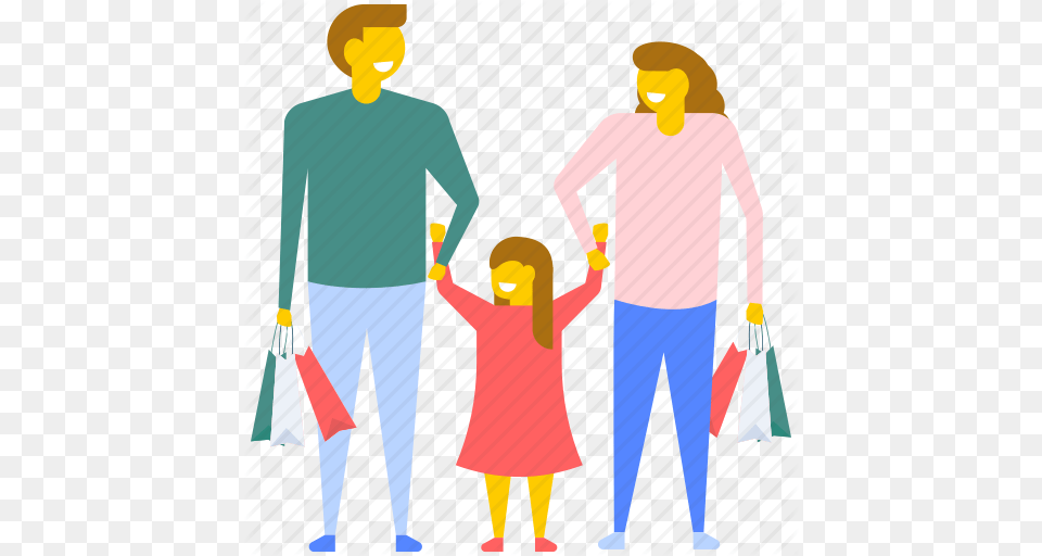 Family Enjoying Shopping Family Shopping Family With Shopping, Person, Pants, Clothing, People Free Png