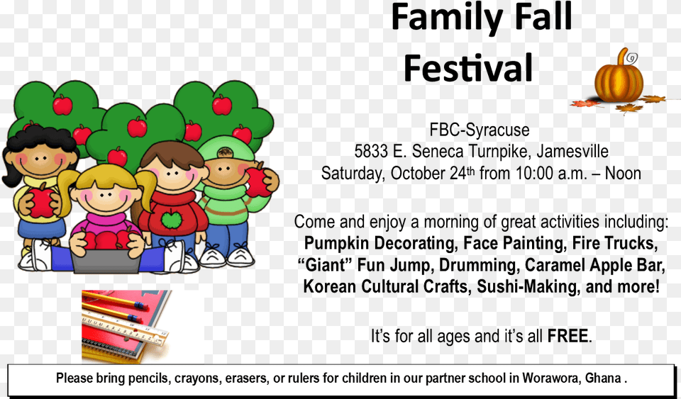 Family Fall Festival Postcard Kids Eating Apples Clipart, Baby, Person, Book, Publication Png Image