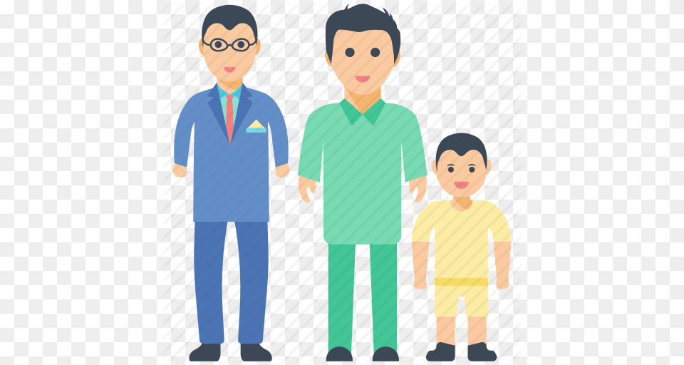Family Father Love Grandfather Love Son Three Generation Icon, Boy, Child, Male, People Png Image