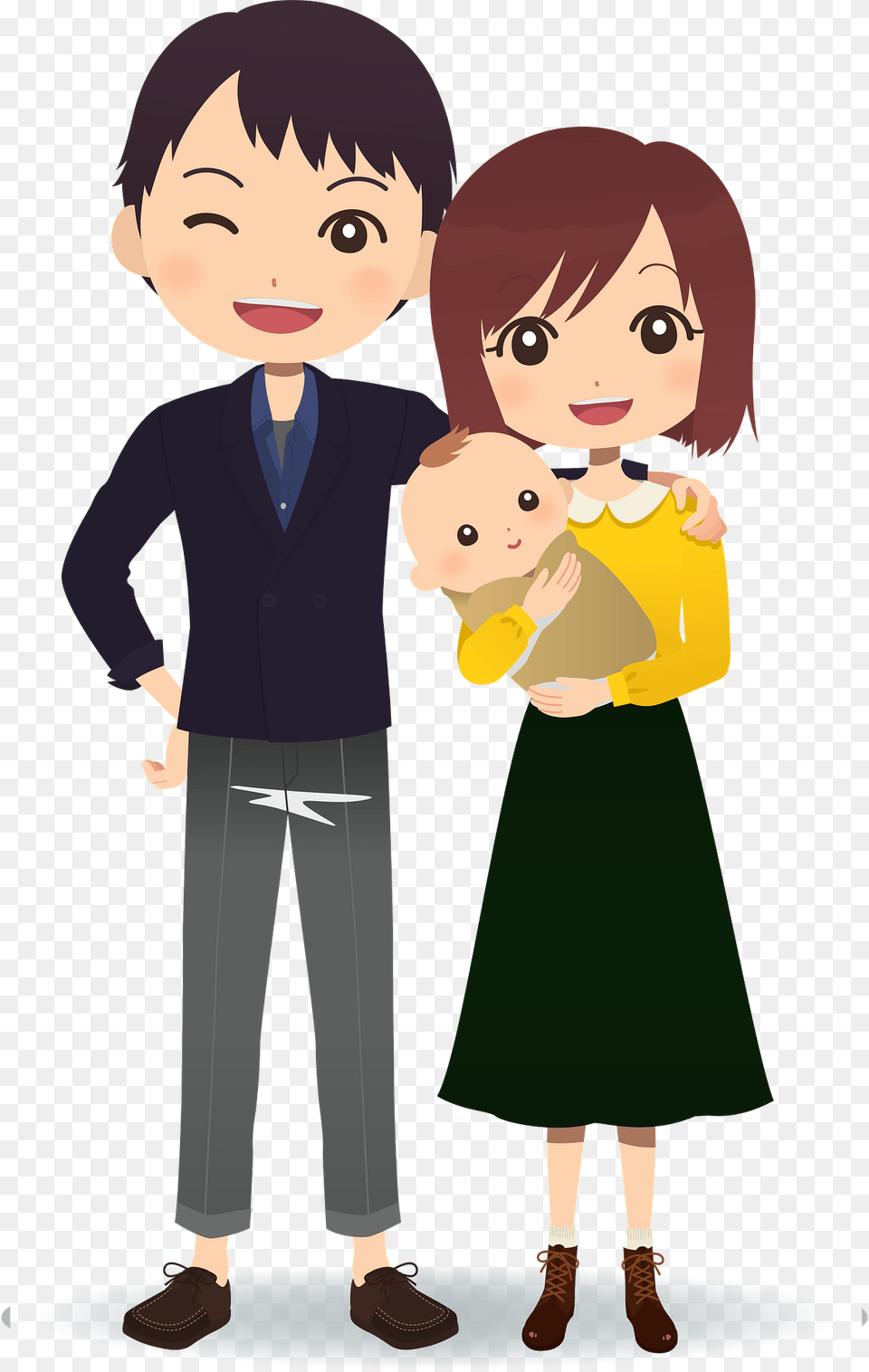Family Father Mother And Baby Clipart, Book, Publication, Comics, Boy Free Png Download
