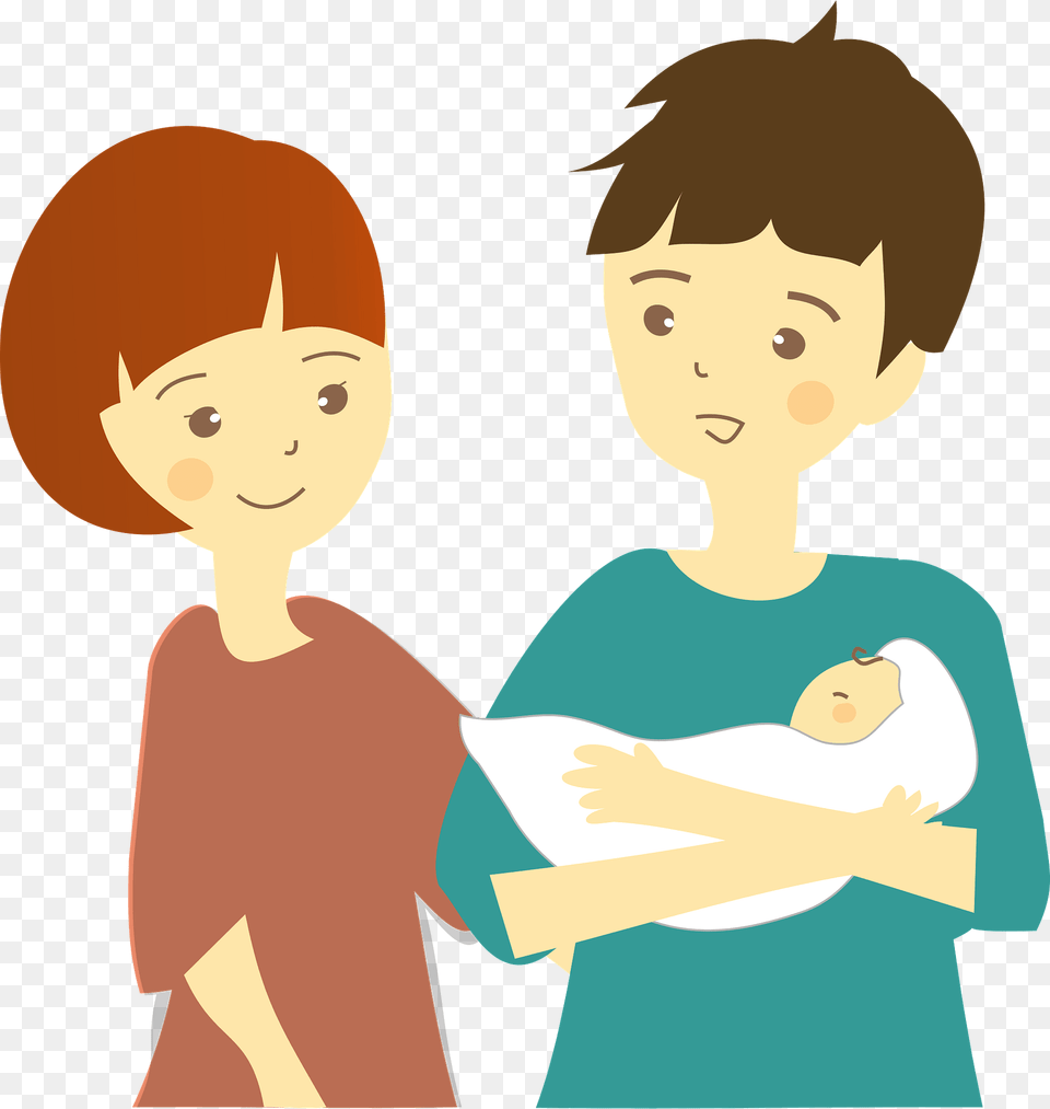 Family Father Mother And Baby Clipart, Person, Book, Face, Head Free Png