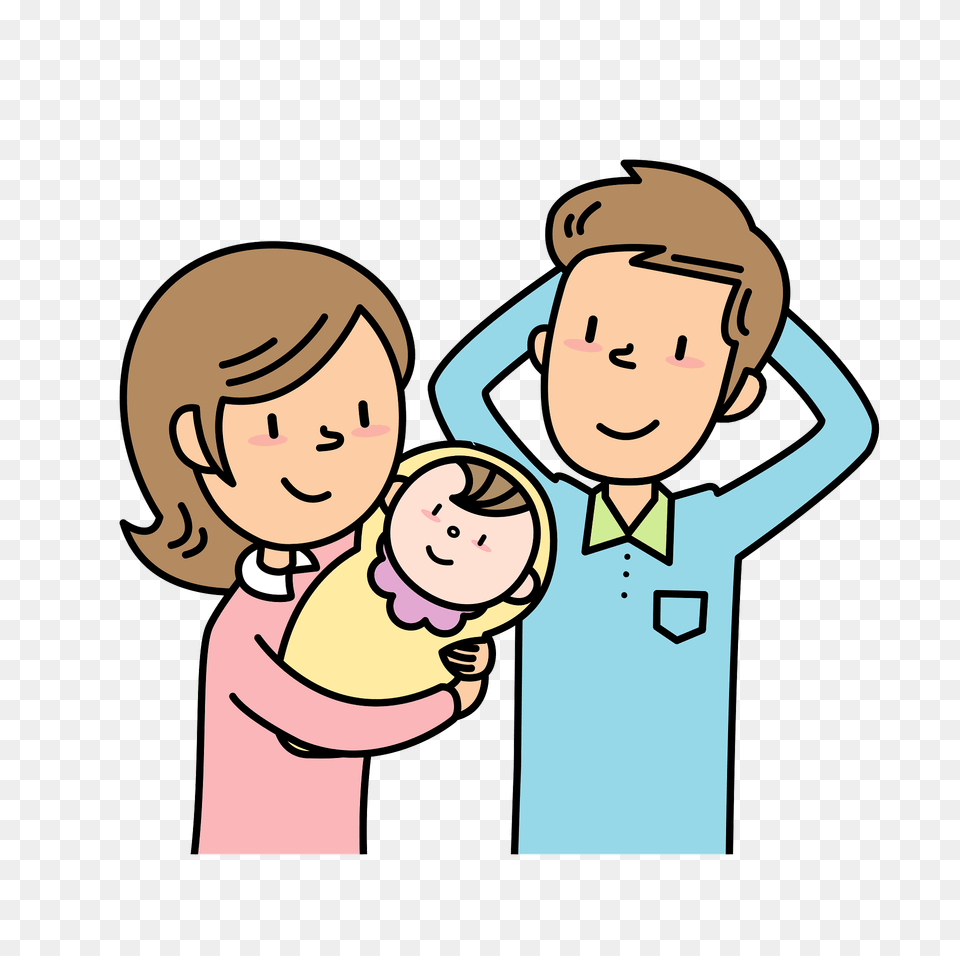 Family Father Mother And Baby Clipart, Clothing, Coat, Person, Face Free Png