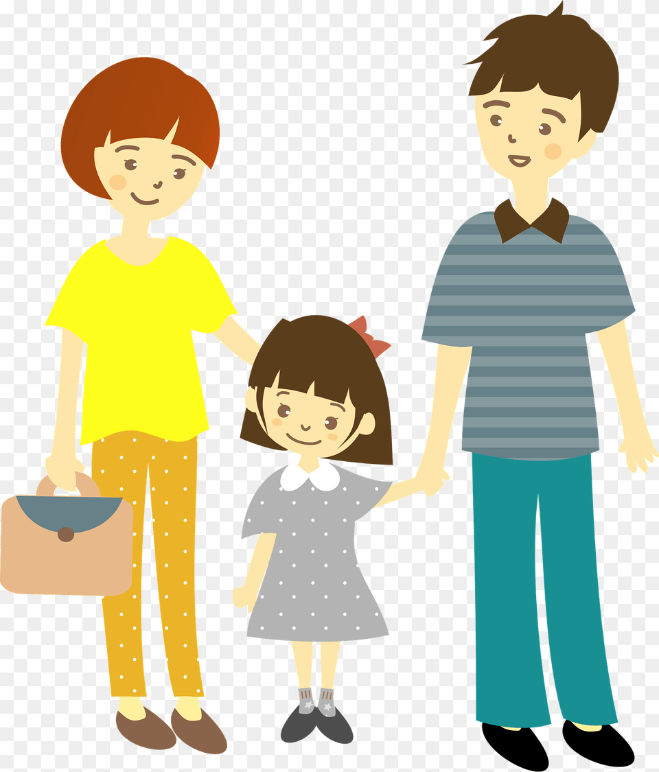 Family Father Mother And Daughter Clipart, Person, Pants, Boy, Child Png