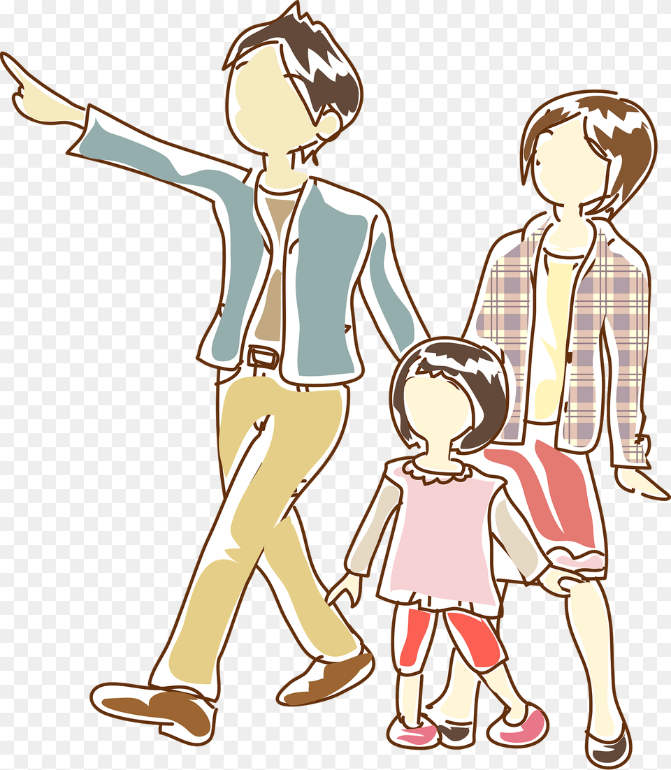 Family Father Mother And Daughter Clipart, Book, Publication, Comics, Baby Free Png