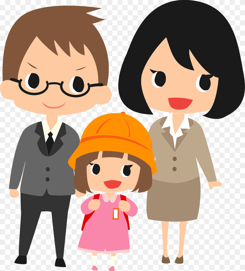 Family Father Mother And Daughter Clipart, Person, Baby, Footwear, Clothing Png Image
