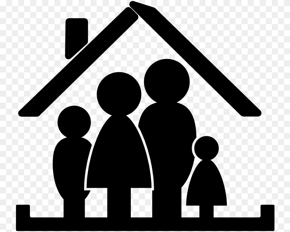 Family Father Mother Child Girl House Roof Family Icon, People, Person, Silhouette, Crowd Png