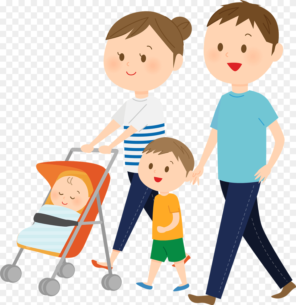 Family Father Mother Toddler And Baby Clipart, Person, Walking, Face, Head Free Transparent Png