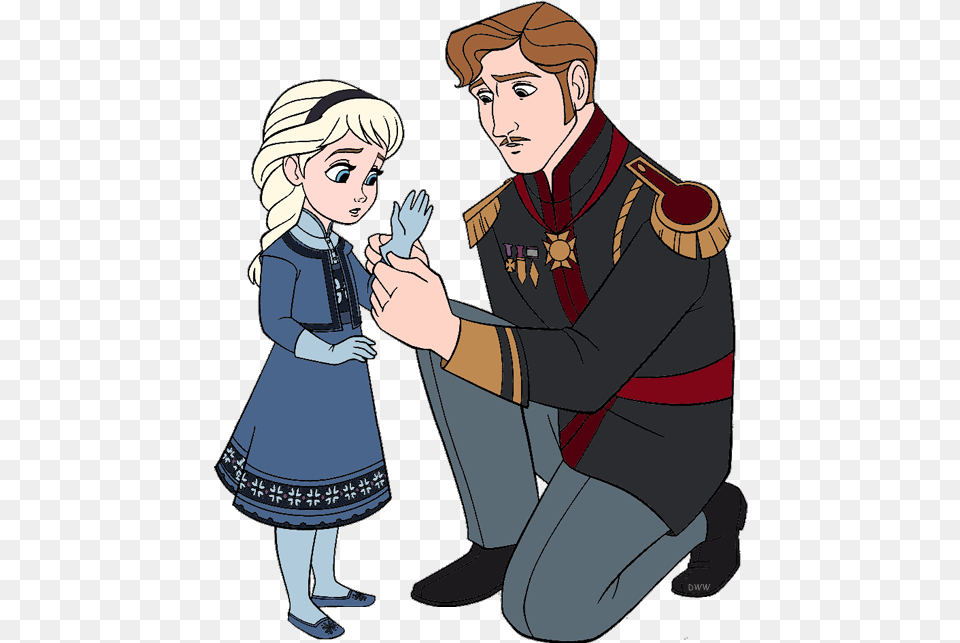 Family Friends Cliparts Elsa And Her Dad, Book, Comics, Publication, Adult Png Image