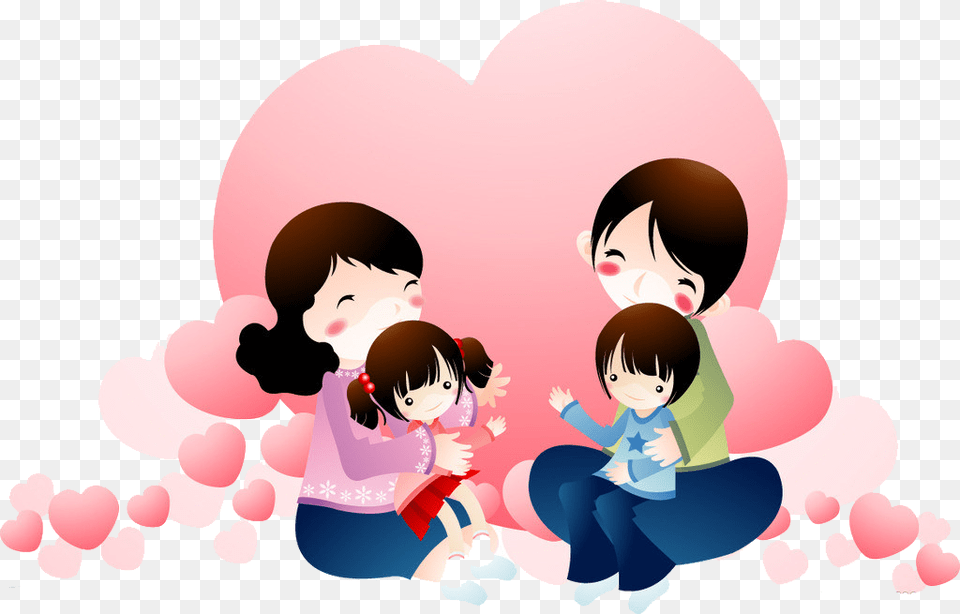 Family Happiness Child Cartoon Happy Family Family Love, Art, Graphics, Face, Baby Free Png Download