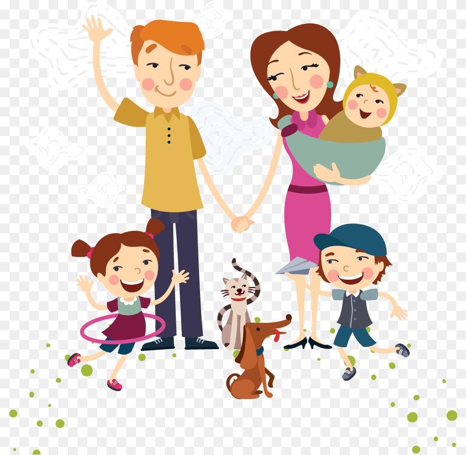 Family Happiness Euclidean Vector Illustration Familia Feliz Caricatura, Baby, Person, Book, Comics Png