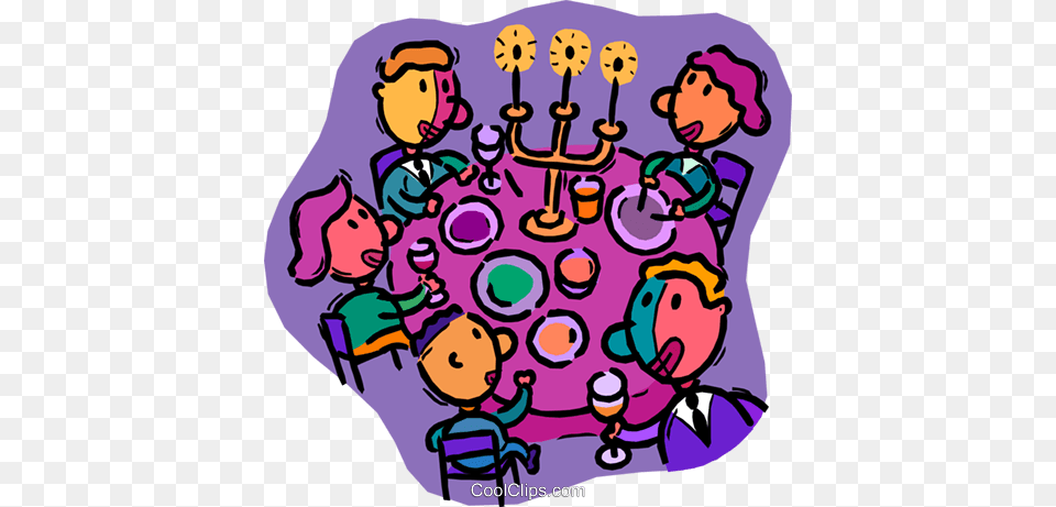 Family Having Supper Royalty Vector Clip Art Illustration, Person, People, Graphics, Purple Png Image
