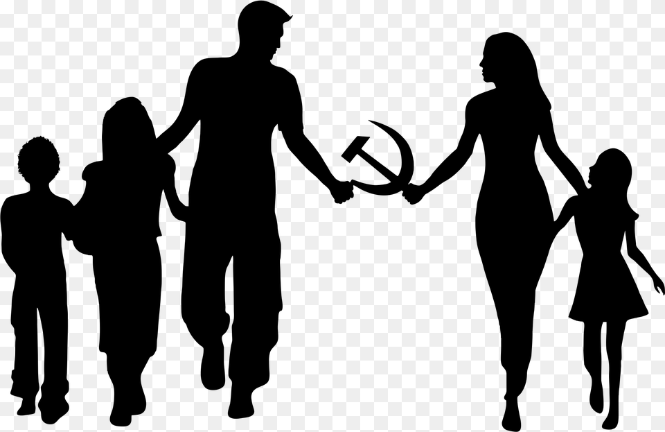 Family Holding Hands, Gray Png Image
