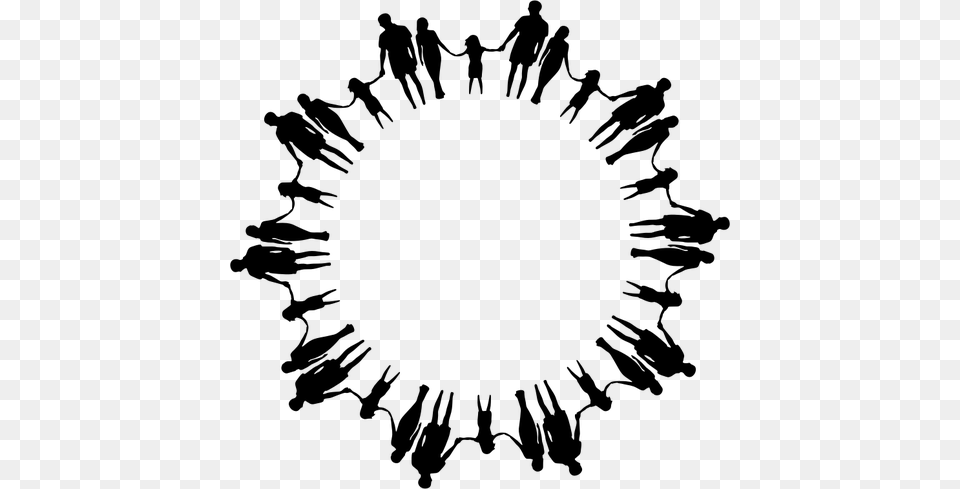 Family Holding Hands In Circle, Gray Png