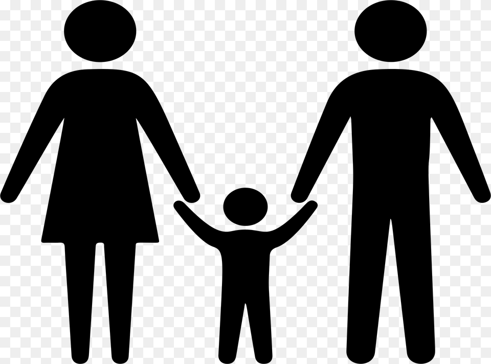 Family Holding Hands Silhouette Icons, Gray Free Png Download