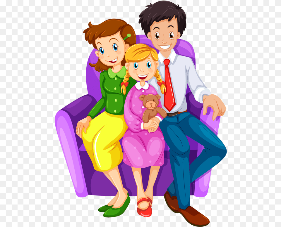 Family House Clip Art 3 Cartoon Happy Family, Book, Comics, Publication, Person Png