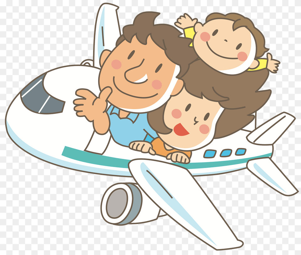 Family In Flight Clipart, Aircraft, Transportation, Vehicle, Face Png