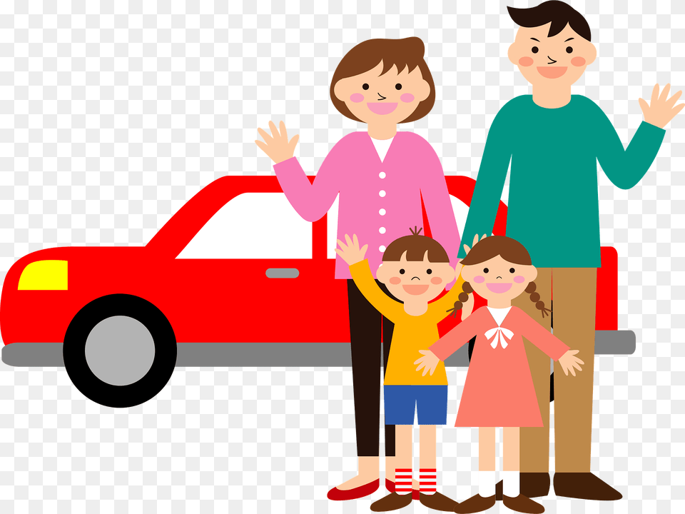 Family In Front Of Their Car Clipart, Baby, Person, Face, Head Free Png Download