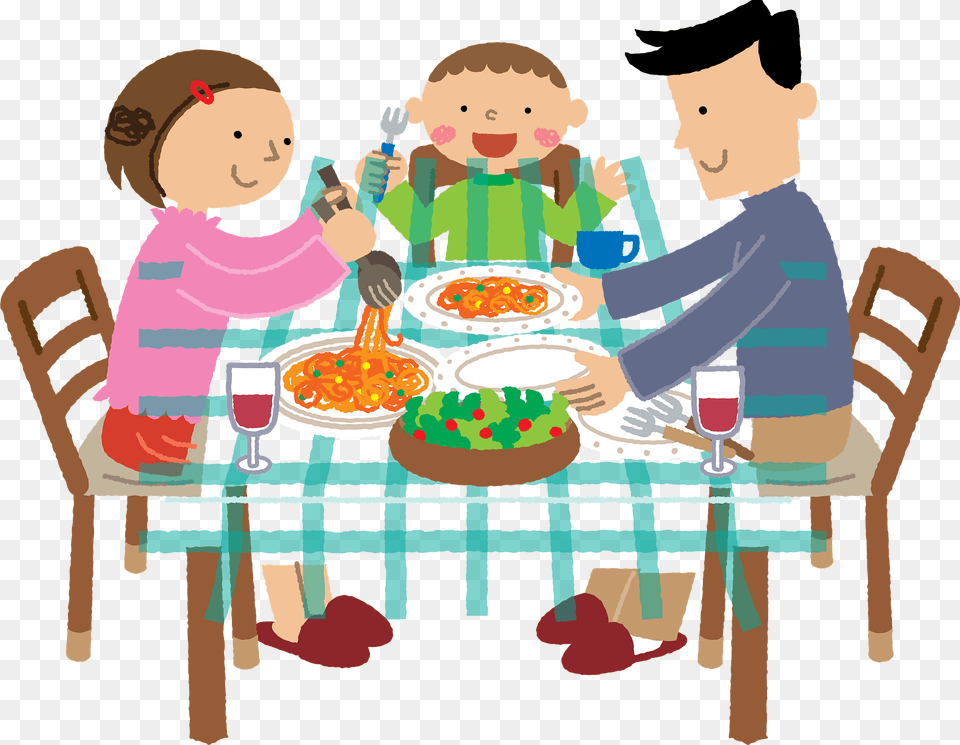 Family Is Eating A Meal Clipart, Table, Person, People, Lunch Free Png Download