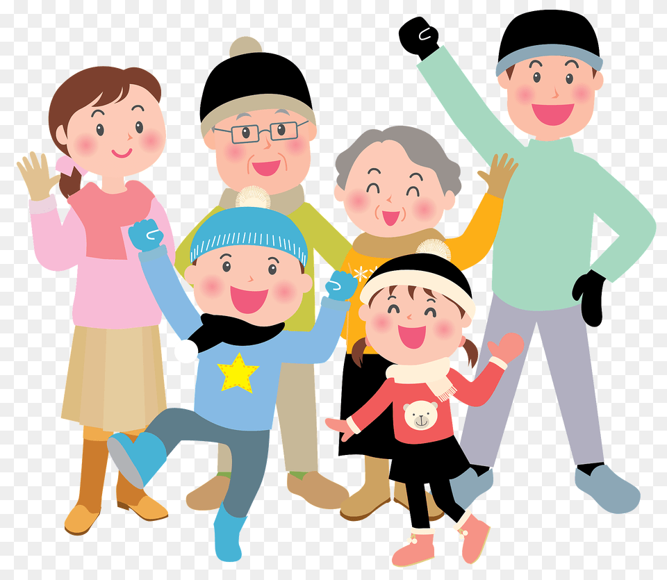 Family Is Outdoors In Winter Clipart, Person, People, Baby, Hat Png Image