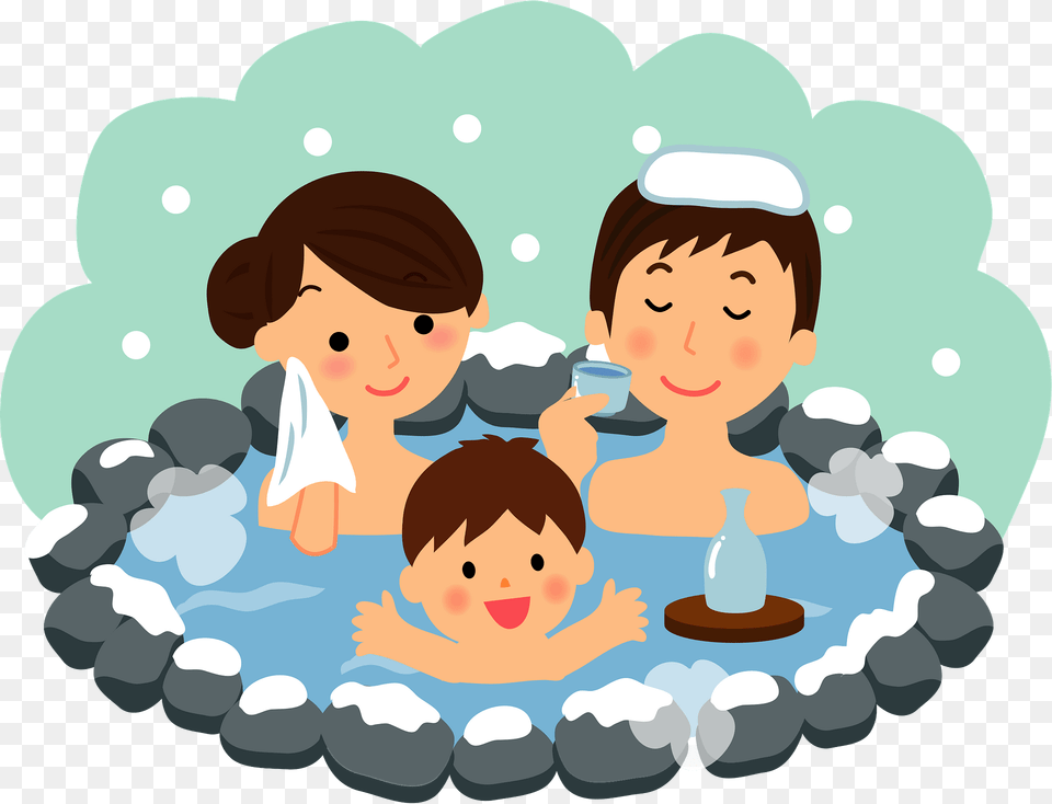 Family Is Relaxing In A Hot Spring Clipart, Water Sports, Water, Swimming, Sport Free Png