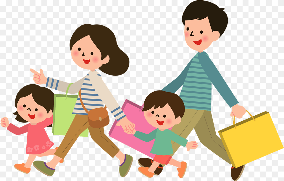 Family Is Shopping Clipart Transparent Happy Family Shopping Clipart, Person, Baby, Face, Head Free Png Download
