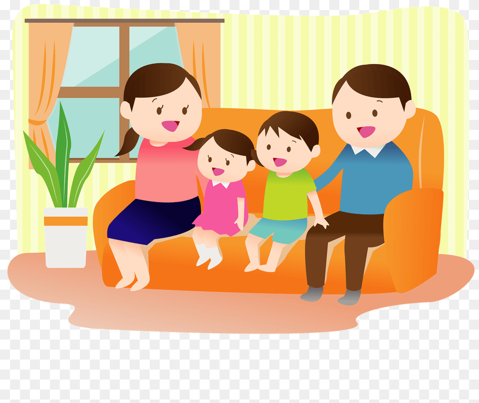Family Is Sitting On The Sofa Clipart, Architecture, Person, People, Living Room Free Transparent Png