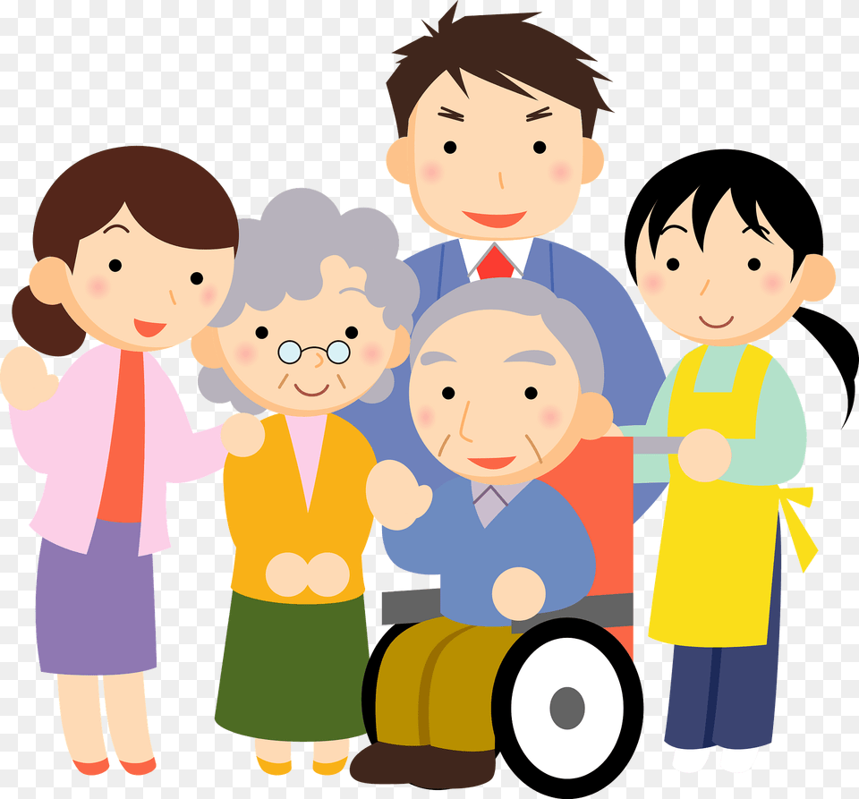 Family Is Supporting The Care Of Their Elderly Grandmother Clipart, People, Person, Baby, Face Png
