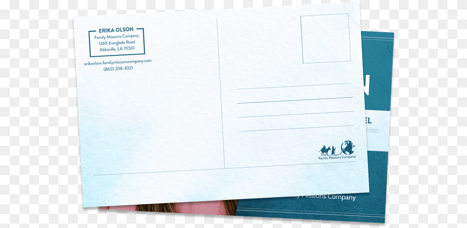 Family Missions Company Postcard Mailer Template Back Handwriting, Envelope, Mail Png