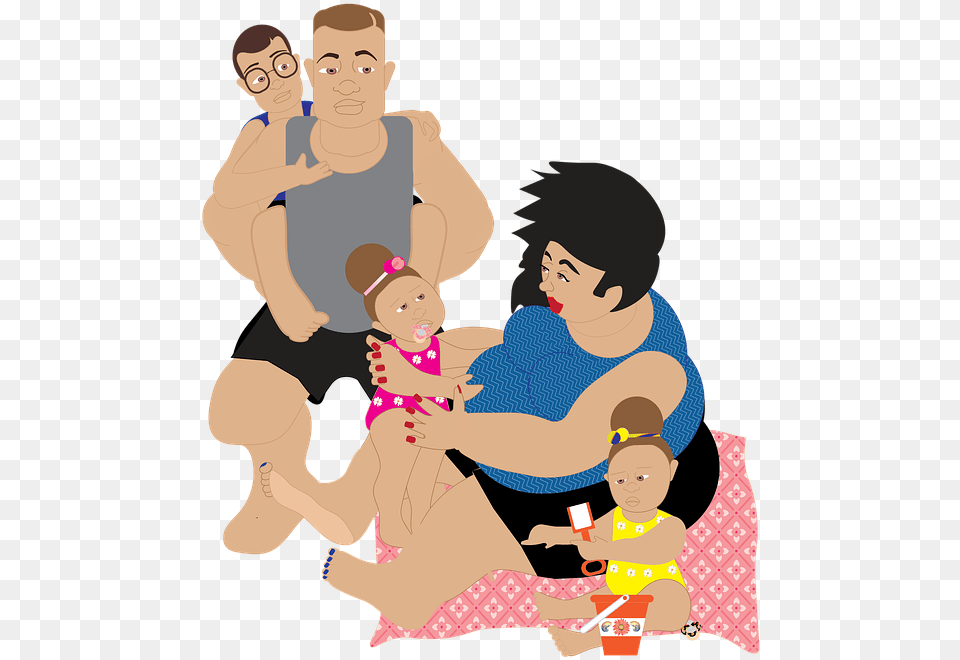 Family Mom Mother Child Girl Baby Daughter Young Cartoon, Person, People, Face, Head Free Transparent Png