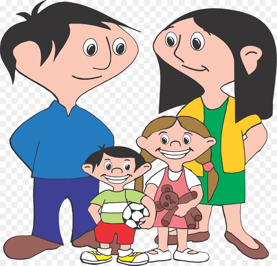 Family Of Dad Mom Son Daughter Clipart, Book, Publication, Comics, Baby Free Transparent Png