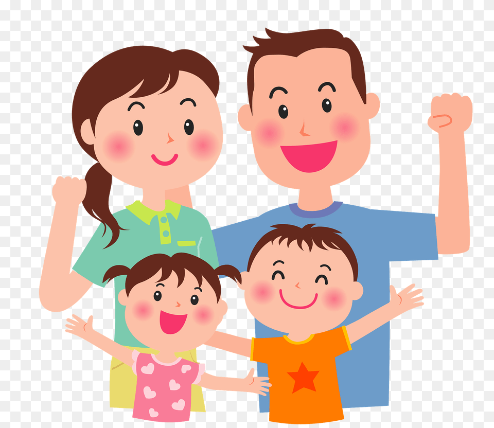 Family Of Four Clipart, T-shirt, Clothing, Baby, Person Free Png Download