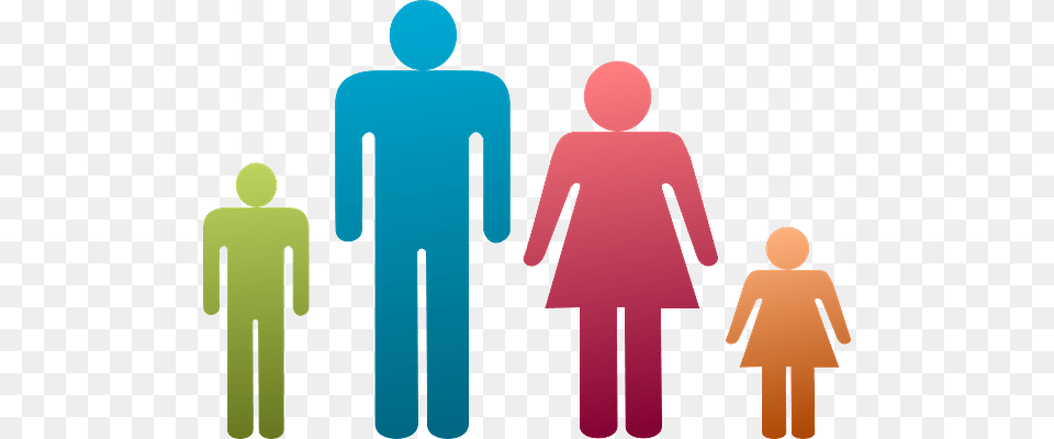 Family Of Four Coloured Pictogram, Person, Walking, Sign, Symbol Free Png Download