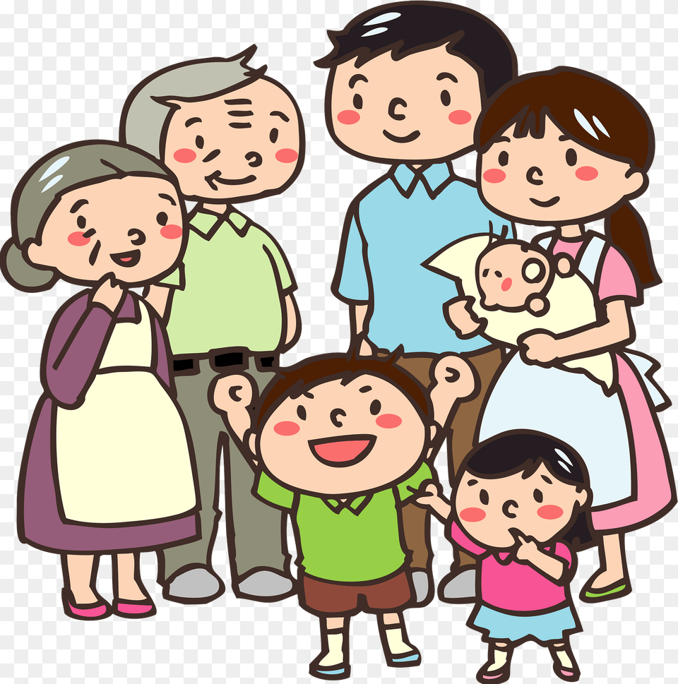 Family Of Three Generations Clipart, Book, Comics, Publication, Baby Png