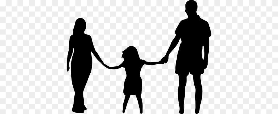 Family Of Three Silhouette, Gray Free Transparent Png