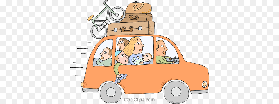 Family On Road Trip Royalty Free Vector Clip Art Illustration Last Minute Vacations In California Family Vacation, Baby, Person, Vehicle, Car Png
