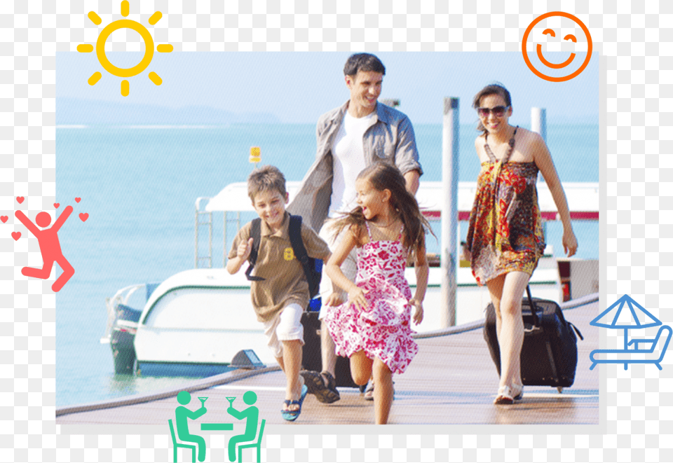 Family On Vacation With Suitcases Download, Girl, Male, Female, Woman Png Image