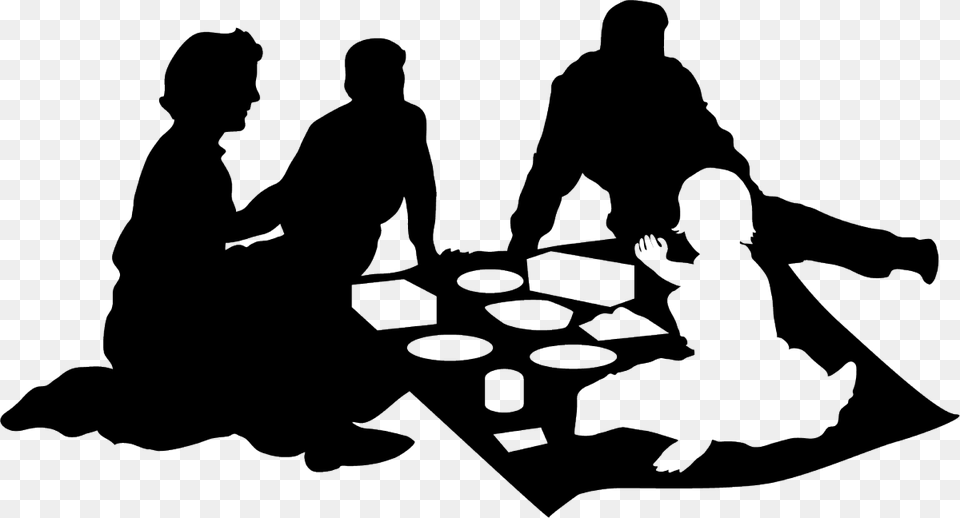 Family Picnic Black Silhouette People Picnic Silhouette, Stencil, Person, Man, Male Png