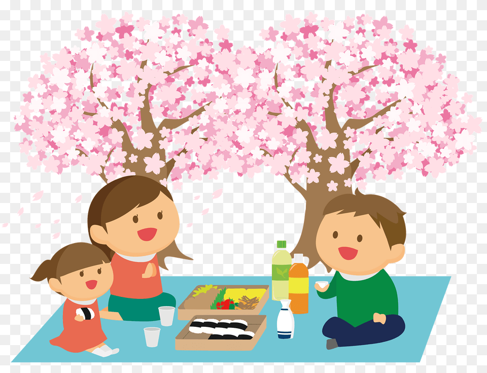 Family Picnic In Spring Clipart, Flower, Plant, Baby, People Free Png Download