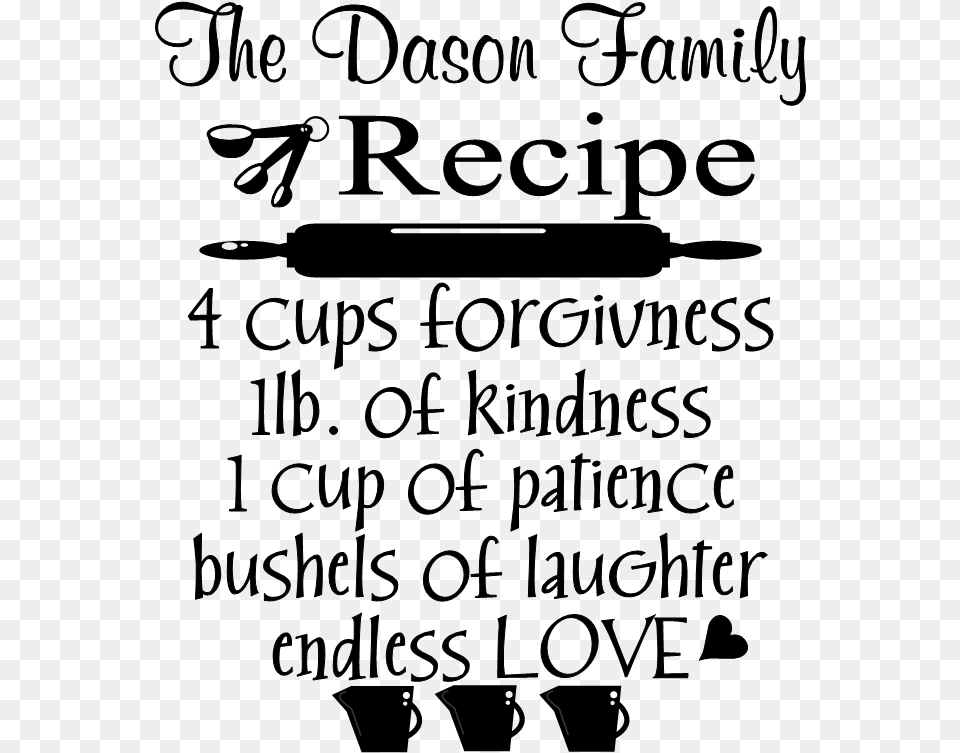Family Recipe With Custom Name Kitchen Wall Decal Kitchen Poster, Electronics, Hardware Free Png Download